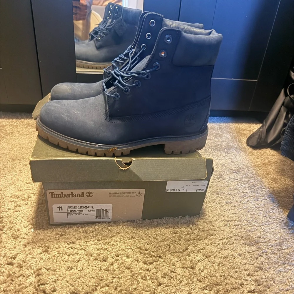 Timberland Men's Navy Lace-Up Waterproof Work Boots